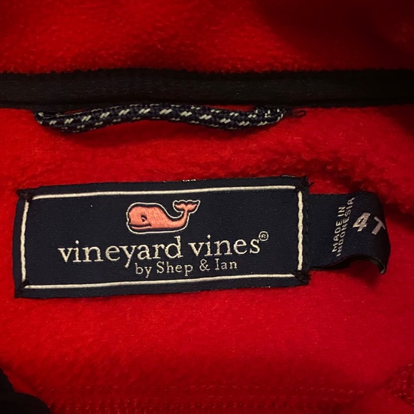 Vineyard Vines Toddler Red and Blue pull over fleece - Picture 2 of 3